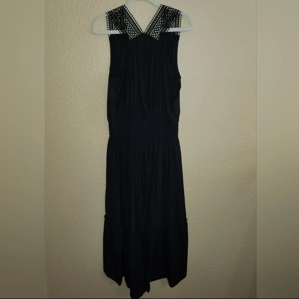 Ramy Brook Samantha Crochet Straps L Elegant Black Sleeveless High Low Dress - Picture 4 of 13
